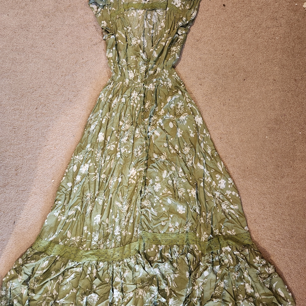 Floral Green Maxi Dress